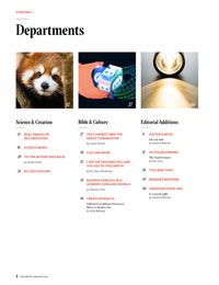 Table of contents: departments