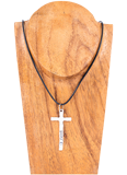 Large Silver "Faith"/"Believe" Cross Necklace: With Cord