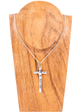 Large Silver "Faith"/"Believe" Cross Necklace: With Chain